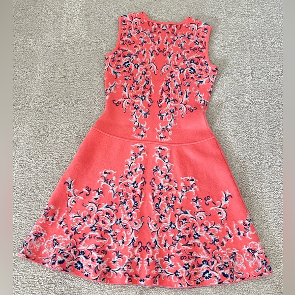 BCBGMaxAzria Wilma Floral Knit Jacquard Dress Pink Size XSmall Floral Sweater - Picture 7 of 7